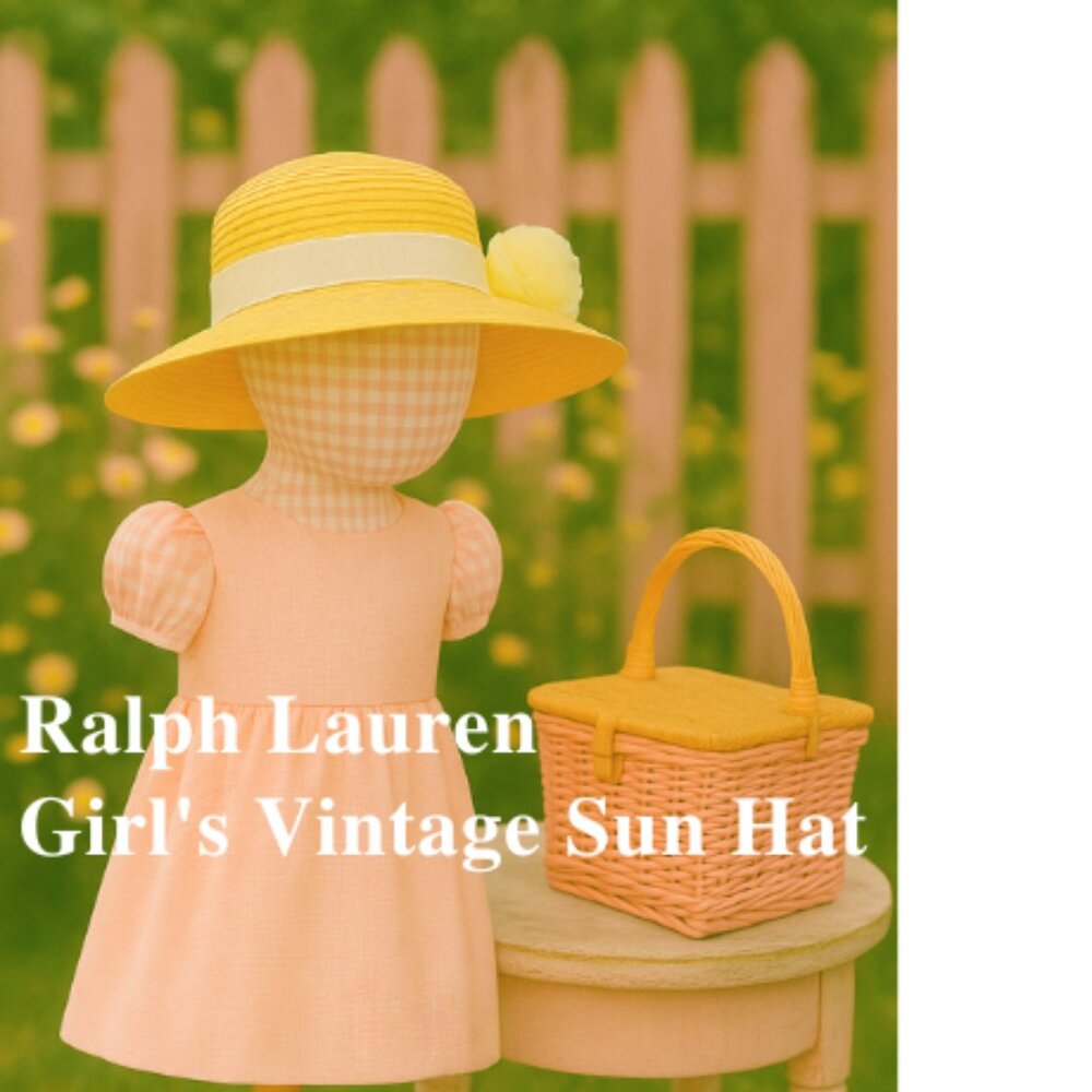 Ralph Lauren Girls Vintage Raffia Hat 4–6x – Rare 2009 Find with Floral Detail